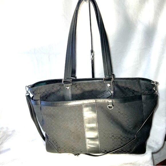 Coach Black Signature Handbag Tote Weekender Diaper Bag - #77156 - Picture 1 of 15